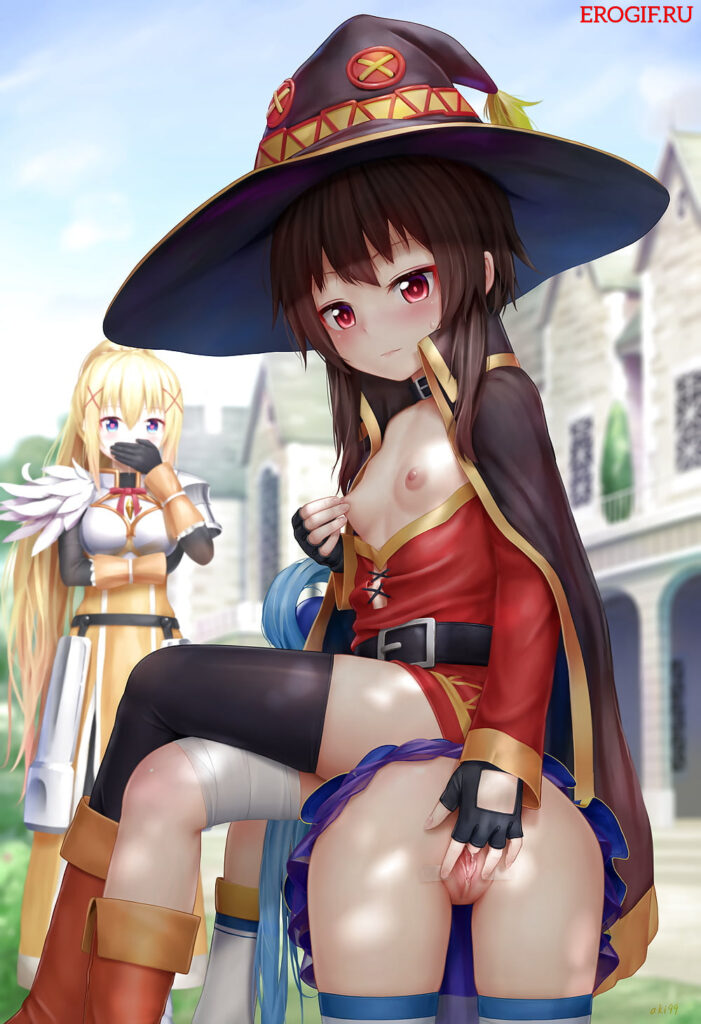 Коносуба хентай, порно из аниме Этот прекрасный мир, голые персонажи секс.